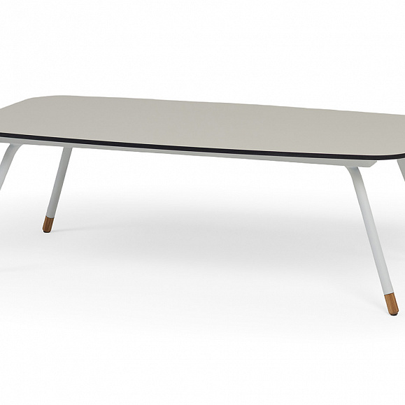 Верона журнальный стол из HPL 120х65, H40, каркас белый муар, цвет столешницы крем фото 2