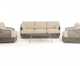 Лаунж-Зона Альбано 4SIS 5-местная плетеная из роупа (веревки), каркас алюминиевый светло-серый, роуп серый меланж