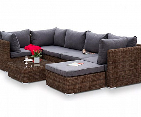 Лаунж-зона трансформирующаяся Лунго 4SIS из искусственного ротанга, цвет коричневый