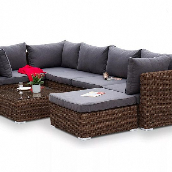 Лаунж-зона трансформирующаяся Лунго 4SIS из искусственного ротанга, цвет коричневый фото 6