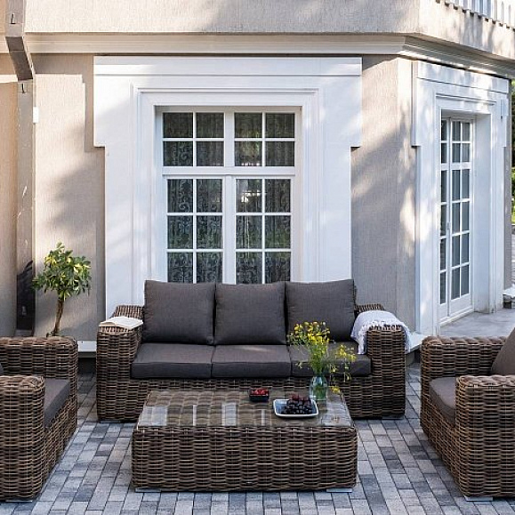 Лаунж-Зона Палермо 4SIS из искусственного ротанга, цвет соломенный фото 1