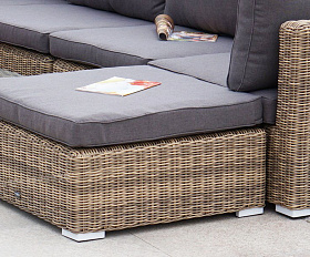 Лунго плетеная оттоманка с подушкой, цвет соломенный