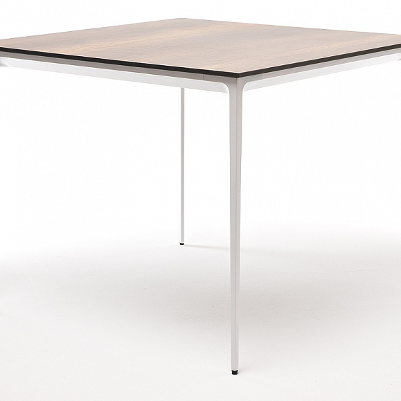 Малага обеденный стол из HPL 90х90см, цвет дуб, каркас белый фото 1