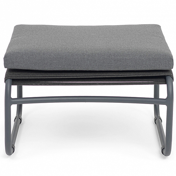 Ането пуф плетеный из роупа, каркас алюминий темно-серый (RAL7024) муар, роуп темно-серый круглый фото 2