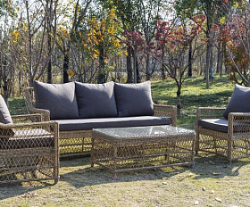 Диван трехместный Гранд Латте 4SIS из искусственного ротанга, цвет соломенный