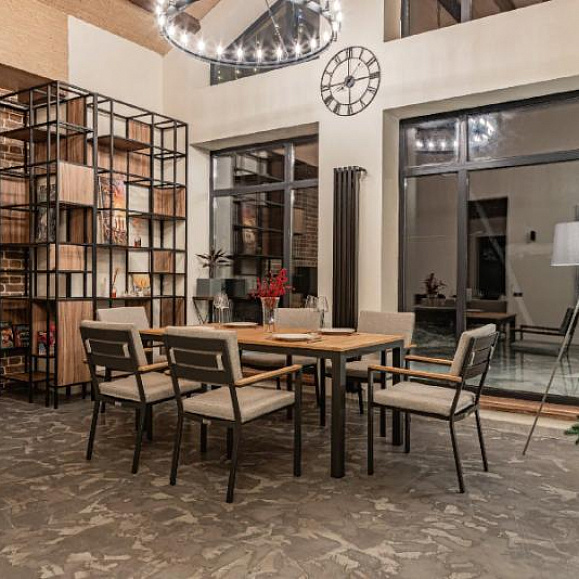 Обеденный комплект Oscar Royal Family со столешницей из тика, цвет светло серый фото 6