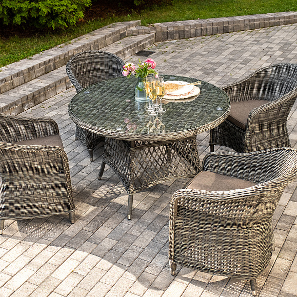 Равенна обеденная группа плетеная, цвет графит фото 1