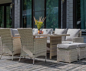 Угловой комплект Zorro Wood Double Royal Family из искусственного ротанга, цвет бежевый