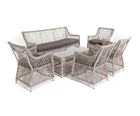 Лаунж-зона Асти 4SIS из искусственного ротанга, цвет бежевый 6 персон