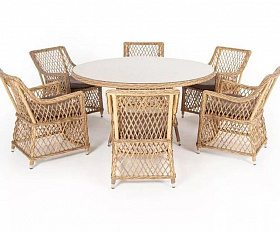 Обеденная группа Эспрессо-150 L 4SIS из искусственного ротанга, цвет соломенный
