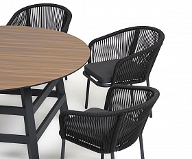 Рио обеденная группа на 6 персон, стол HPL дуб, цвет темно-серый