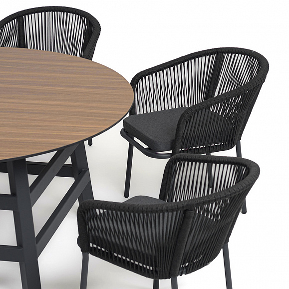 Рио обеденная группа на 6 персон, стол HPL дуб, цвет темно-серый фото 4