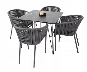 Обеденная группа Бари 4SIS плоский роуп, цвет темный