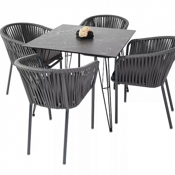 Обеденная группа Бари 4SIS плоский роуп, цвет темный фото 1