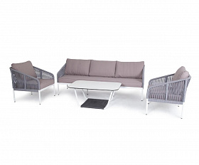 Лаунж-зона Канны 5-местная плетеная из роупа (веревки), цвет серый