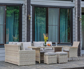 Угловой комплект Zorro Wood Royal Family из искусственного ротанга, цвет бежевый