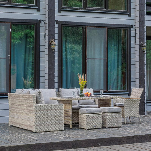 Угловой комплект Zorro Wood Royal Family из искусственного ротанга, цвет бежевый фото 3