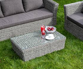 Капучино журнальный столик из искусственного ротанга (гиацинт), цвет cерый