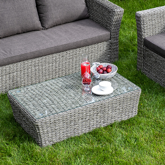 Капучино журнальный столик из искусственного ротанга (гиацинт), цвет cерый фото 7