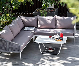 Диван модульный Канны 4SIS из роупа (веревки), цвет светло-серый