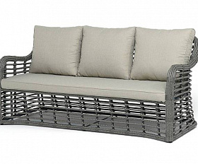 Диван Ницца 4SIS из искусственного ротанга трехместный, цвет серый