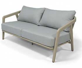 Брюссель диван двухместный из искусственного ротанга, цвет серый, каркас под дерево (холодно-бежевый)