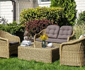 Лаунж-зона Равенна 4SIS из искусственного ротанга, цвет соломенный