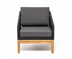 Кресло Канны 4SIS из роупа (веревки) узелкового плетения, основание дуб, цвет темно-серый