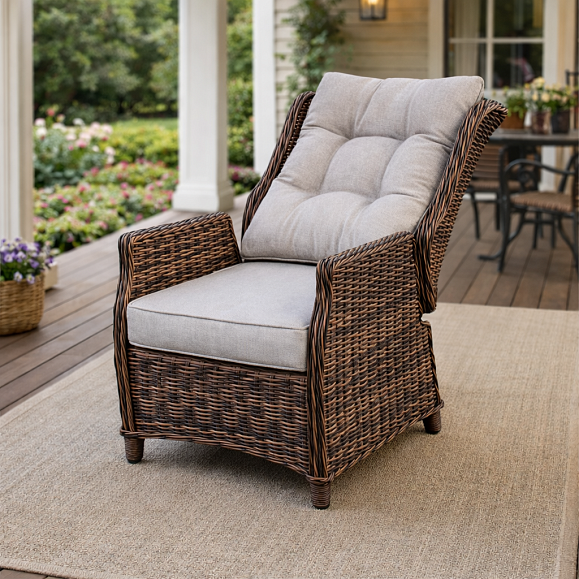 Кресло-реклайнер Luiza Royal Family из искусственного ротанга, цвет коричневый фото 1