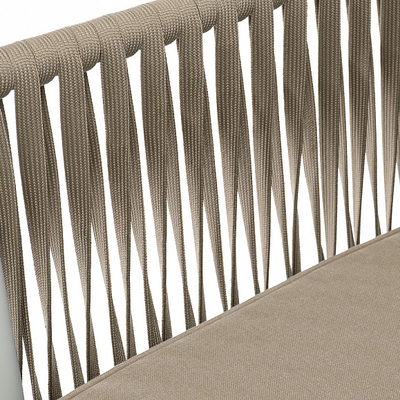 Касабланка кресло плетеное из роупа, основание дуб, каркас алюминий светло-серый (RAL7035) муар, роуп серо-коричневый 23мм, ткань бежевая 15052 фото 7