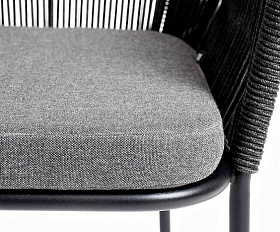 Стул Лион 4SIS плетеный из роупа, каркас из стали темно-серый (RAL7024) муар, роуп темно-серый круглый, ткань темно-серая 27