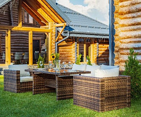 Обеденный комплект Karl Royal Family из искусственного ротанга с обеденным столом, цвет коричневый