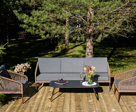 Канны лаунж-зона 5-местная плетеная из роупа (веревки), роуп коричневый