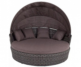 Плетеная кровать круглая Стильяно 4SIS из искусственного ротанга, цвет графит