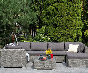 Лаунж-зона трансформирующаяся Лунго 4SIS из искусственного ротанга, цвет серый