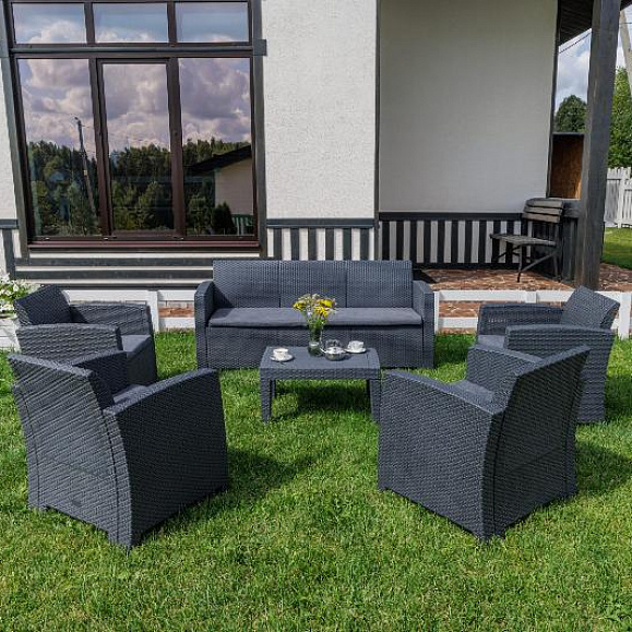 Обеденный комплект Lana XL Royal Family из пластика, цвет графит фото 1