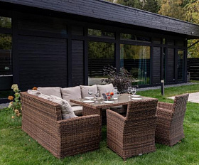 Угловой комплект Zorro Plus Double Royal Family из искусственного ротанга, цвет коричневый