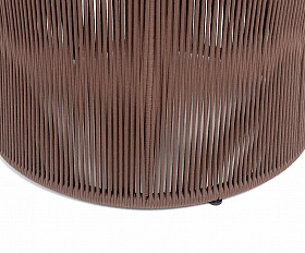 Авиньон журнальный стол из HPL круглый Ø70 H55, каркас из алюминия коричневый (RAL8016) муар, цвет дуб, роуп коричневый круглый