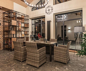 Обеденный комплект Ludwig + Fiona Royal Family из искусственного ротанга, цвет серый