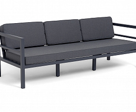 Эстелья диван 3-местный, каркас алюминий темно-серый (RAL7024) муар, ткань темно-серая 027