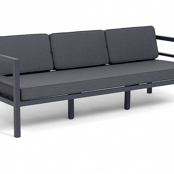 Эстелья диван 3-местный, каркас алюминий темно-серый (RAL7024) муар, ткань темно-серая 027 фото 2