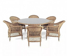 Обеденная группа Эспрессо-150 S 4SIS из искусственного ротанга, цвет соломенный