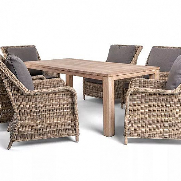 Обеденная группа Валенсия 4SIS из искусственного ротанга, цвет соломенный фото 4