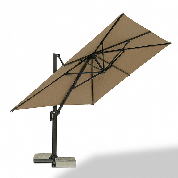 Римини зонт уличный 3х4м на боковой алюминиевой опоре, тент бежевый фото 3