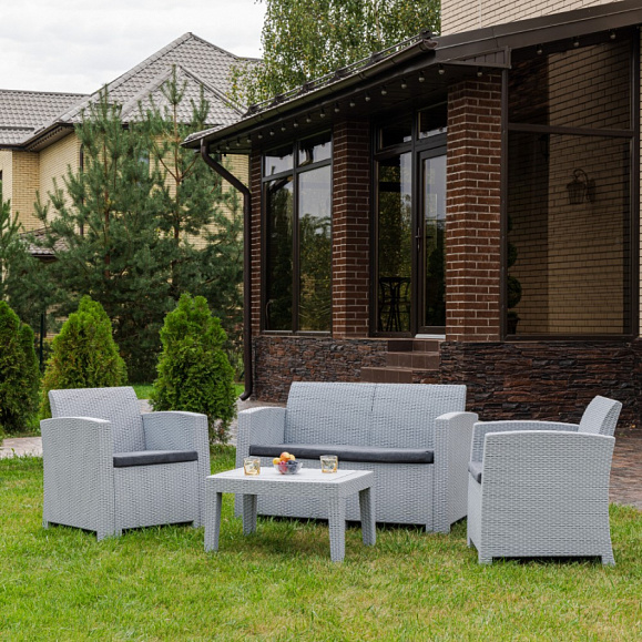 Обеденный комплект Lana S Royal Family из пластика, цвет светло-серый фото 1