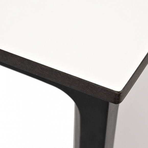 Малага обеденный стол из HPL 90х90см, цвет молочный, каркас черный фото 3