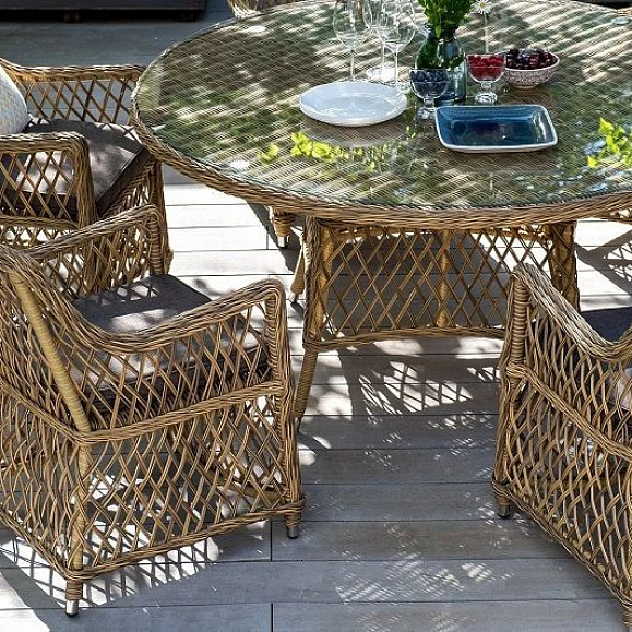 Обеденная группа Эспрессо-150 L 4SIS из искусственного ротанга, цвет соломенный фото 6