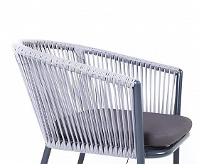 Плетеный стул Марсель 4SIS из роупа (веревки), цвет светло-серый, каркас темно-серый