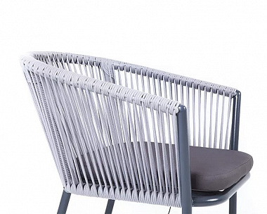 Плетеный стул Марсель 4SIS из роупа (веревки), цвет светло-серый, каркас темно-серый
