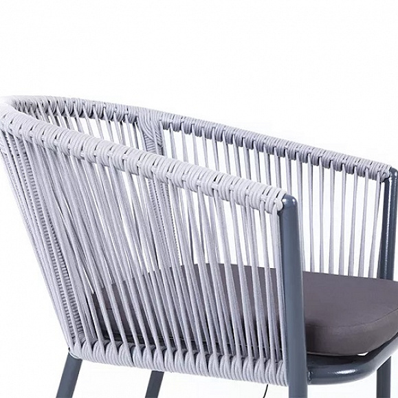 Плетеный стул Марсель 4SIS из роупа (веревки), цвет светло-серый, каркас темно-серый фото 4